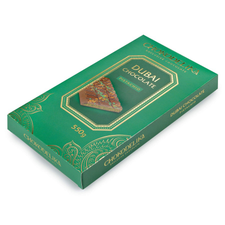 Шоколад молочный "Dubai Pistachio" с начинкой из фисташки, 550 гр