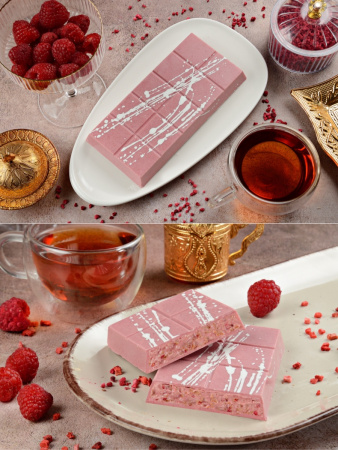 Шоколад белый "Dubai Raspberry" с начинкой малина, 180 гр