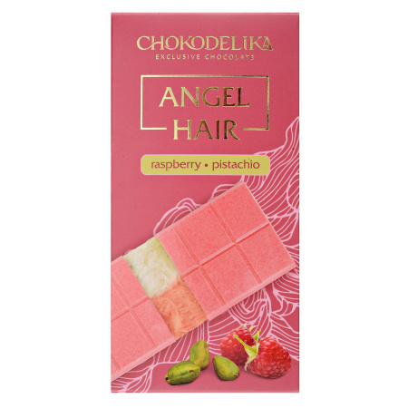 Шоколад белый "Аngel Hair" с начинкой малина–фисташка, 150 гр
