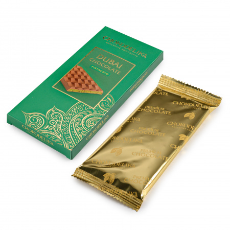 Шоколад молочный "Dubai Pistachio" с начинкой из фисташки, 50 гр