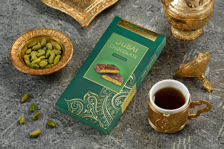 Шоколад темный "Dubai Pistachio" с начинкой из фисташки, 180 гр
